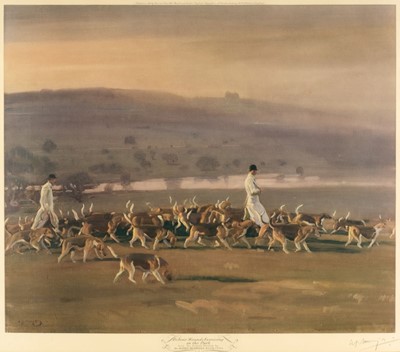 Lot 508 - Munnings (Sir Alfred). Belvoir Hounds Exercising in the Park, 1956