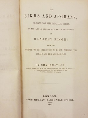 Lot 1 - Ali (Shahamat). The Sikhs and Afghans, 1st edition, 1847, & 3 others on India & Afghanistan