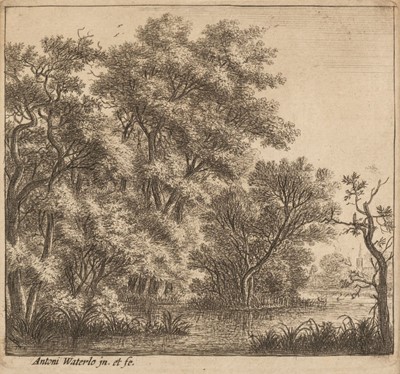 Lot 405 - Waterloo (Anthonie, circa 1610-1690). A wooded riverbank with church