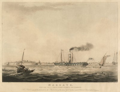 Lot 596 - Sutherland (Thomas). Margate, with the Venus Steam Packet entering the Harbour, 1823