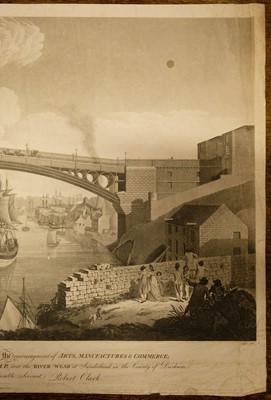 Lot 589 - Raffield (J.). West View..., and East view of the Cast Iron Bridge..., over the River Wear, 1798