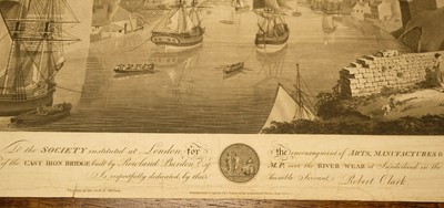 Lot 589 - Raffield (J.). West View..., and East view of the Cast Iron Bridge..., over the River Wear, 1798