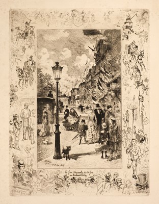 Lot 534 - Buhot (Felix, 1847-1898). La Fete Nationale du 30 Juin au Boulevard Clithy, 1878