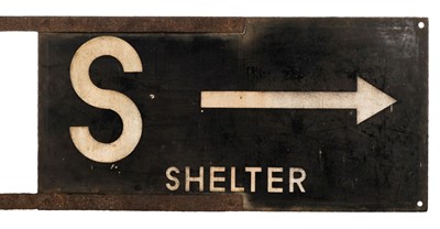 Lot 182 - ARP, A WWII enamel "Shelter" double-sided sign