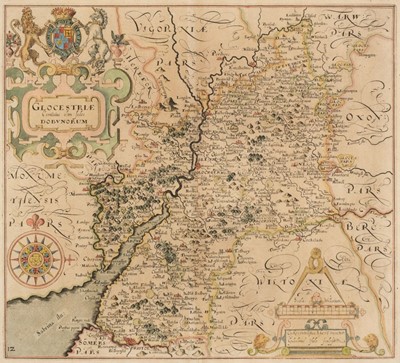 Lot 401 - Gloucestershire. Saxton (C. & Hole G.), Glocestriae comitatus olim sedes Dobunorum, 1637