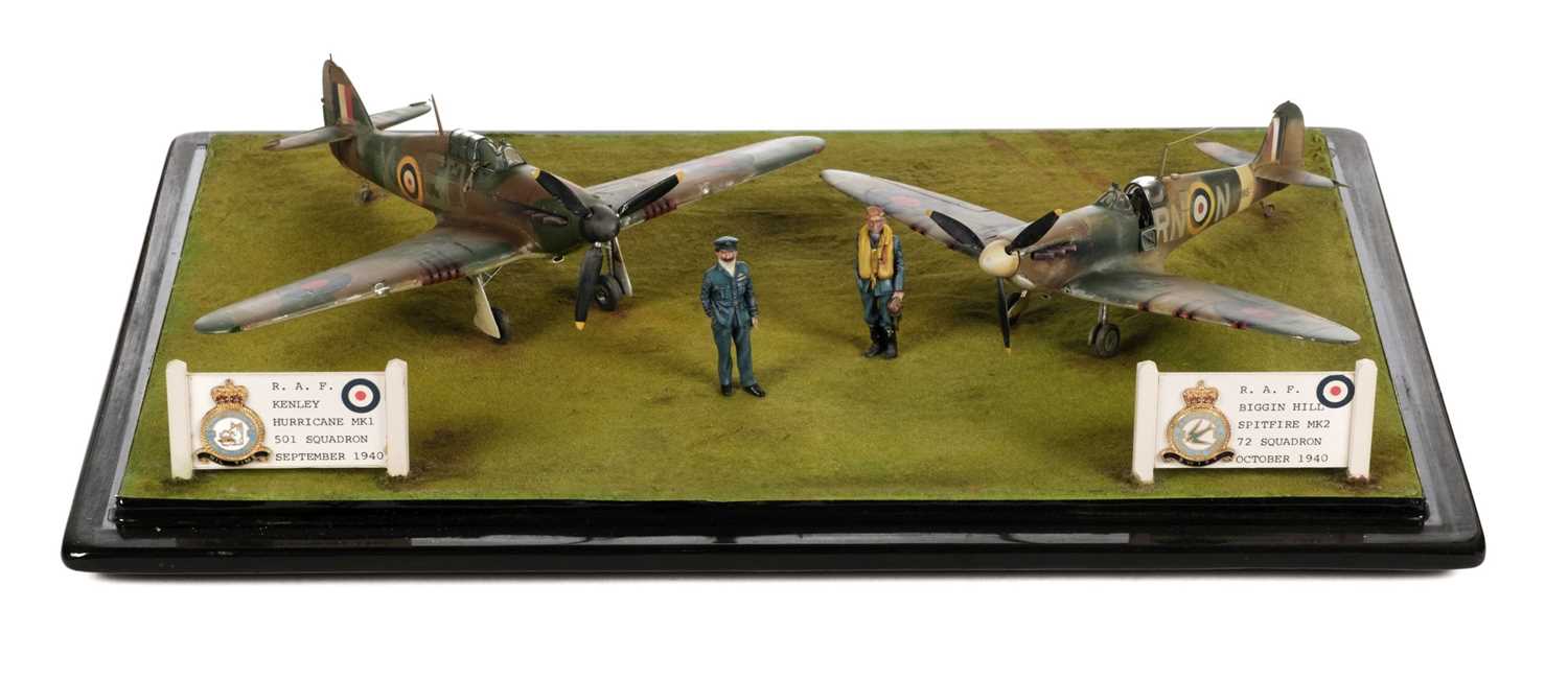Lot 30 - Battle of Britain. A fine WWII airfield diorama by Dennis Green circa 1990s