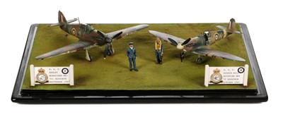 Lot 30 - Battle of Britain. A fine WWII airfield diorama by Dennis Green circa 1990s