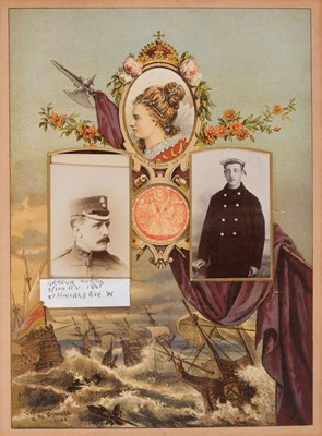 Lot 204 - Miltary Officers. An album containing 10 cabinet cards and 70 cartes de visite