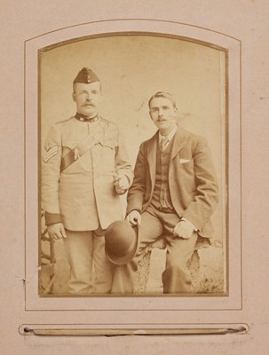 Lot 204 - Miltary Officers. An album containing 10 cabinet cards and 70 cartes de visite