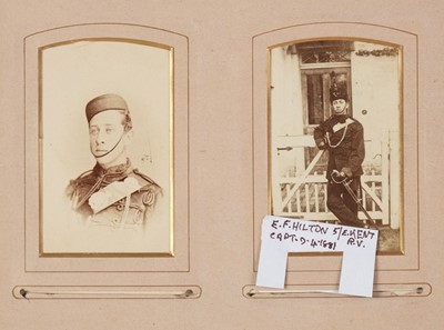 Lot 204 - Miltary Officers. An album containing 10 cabinet cards and 70 cartes de visite