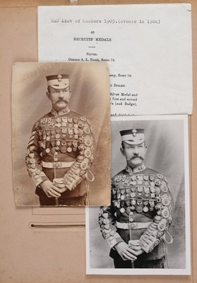 Lot 204 - Miltary Officers. An album containing 10 cabinet cards and 70 cartes de visite