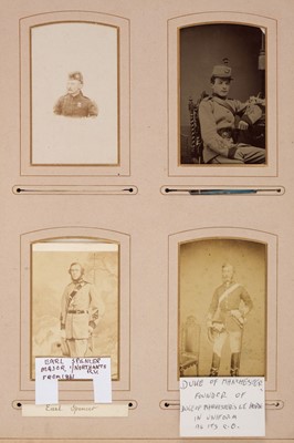 Lot 204 - Miltary Officers. An album containing 10 cabinet cards and 70 cartes de visite