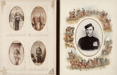 Lot 206 - Military Officers. An album of 28 cabinet cards and 44 cartes de visite, c. 1870s and later