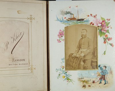 Lot 201 - Royal Navy. An album containing 64 cartes de visite and 18 cabinet cards