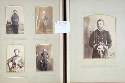 Lot 201 - Royal Navy. An album containing 64 cartes de visite and 18 cabinet cards