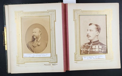 Lot 211 - Military Officers. An album containing 23 window-mounted cabinet cards, c. 1870s/1900s