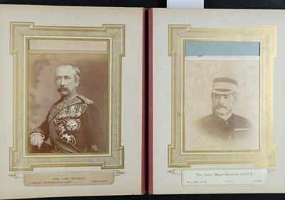 Lot 211 - Military Officers. An album containing 23 window-mounted cabinet cards, c. 1870s/1900s