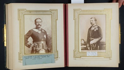 Lot 211 - Military Officers. An album containing 23 window-mounted cabinet cards, c. 1870s/1900s