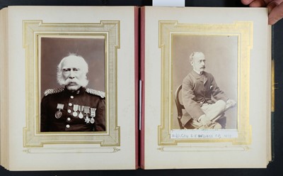 Lot 211 - Military Officers. An album containing 23 window-mounted cabinet cards, c. 1870s/1900s