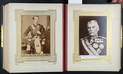 Lot 211 - Military Officers. An album containing 23 window-mounted cabinet cards, c. 1870s/1900s