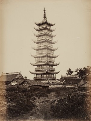 Lot 258 - Attributed to John Thomson (1837-1921). Pagoda at Soong-Kong-Foo [China], c. 1869, albumen print