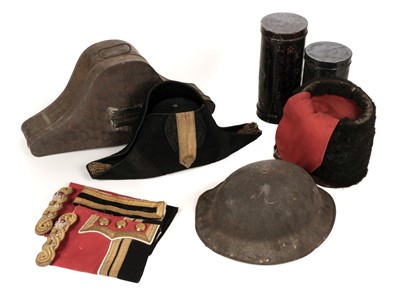 Lot 240 - Royal Field Artillery. A cocked hat belonging to Major E.S. Naine and other items