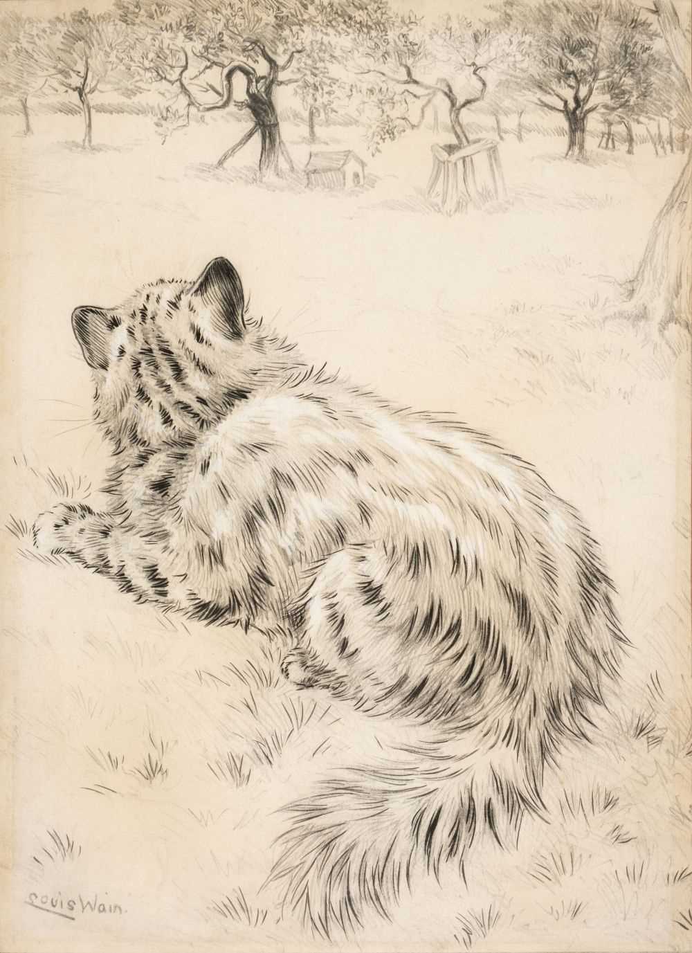 Lot 732 - Wain (Louis, 1860-1939). Cat watching for chickens