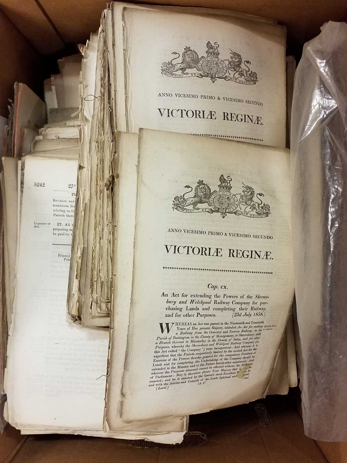 Lot 332 - Acts of Parliament. A large collection of 19th century Acts of Parliament