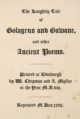 Lot 218 - Golagrus and Gawane. The Knightly Tale, 1827