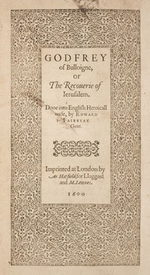Lot 256 - Tasso (Torquato). Godfrey of Bulloigne, London, 1600, ex libris John Bowle (1725-1788)