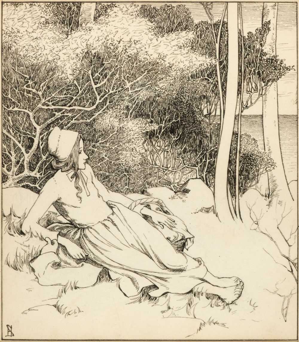 Lot 499 - Stratton (Helen, 1867-1961). Peasant girl in a landscape, circa 1900