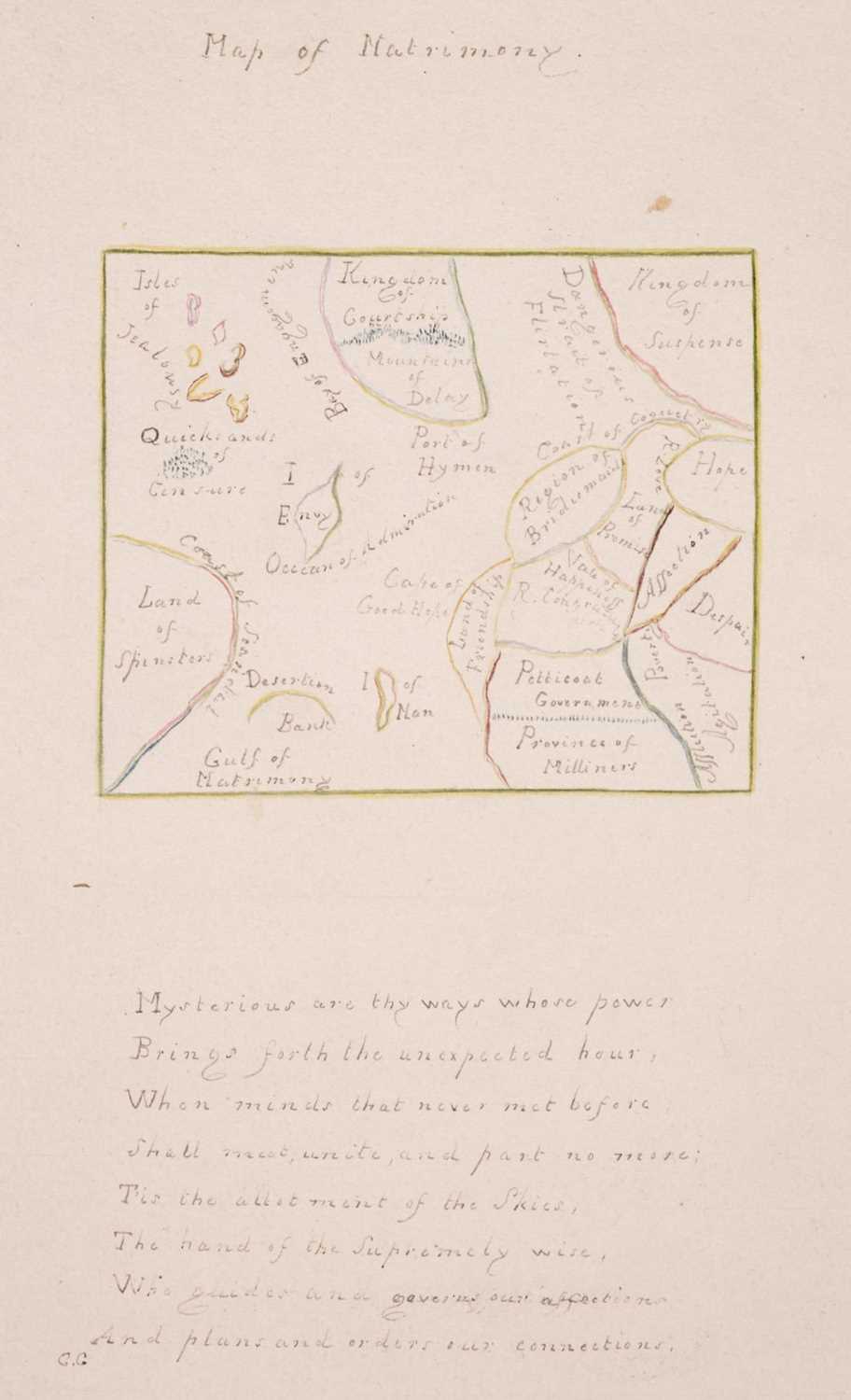 Lot 414 - Map of Matrimony. Manuscript allegorical map,