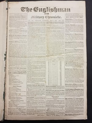 Lot 187 - Indian Newspapers. The Englishman and Military Chronicle, edited by J.H. Stocqueler, vol. 6,, 1837
