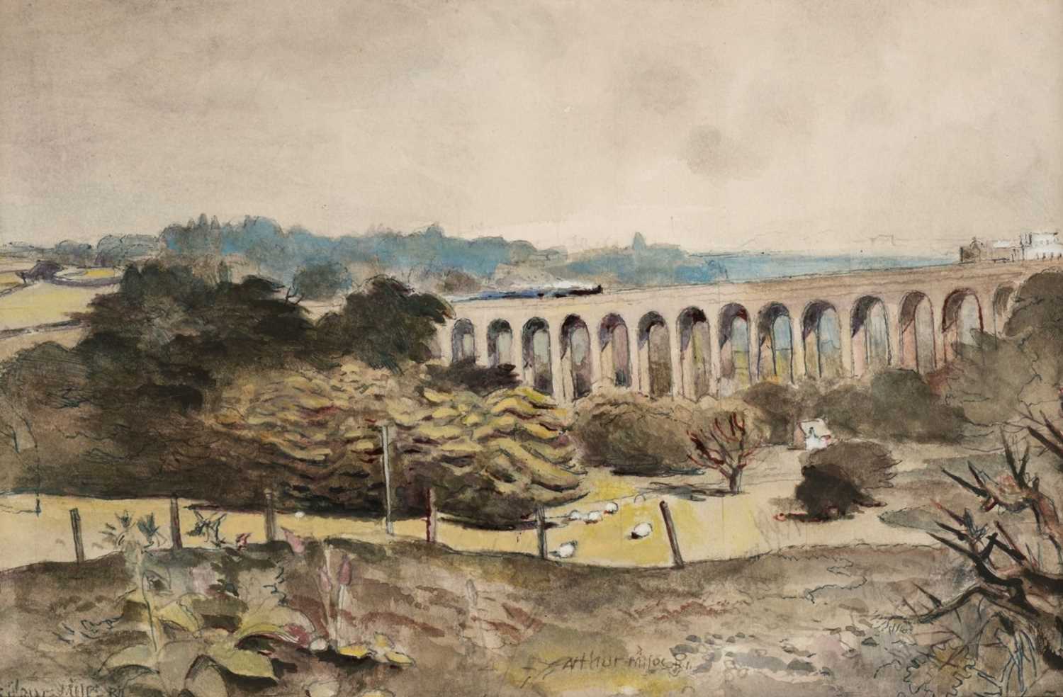 Lot 501 - Miles (Arthur Henry, 1905-1987). Welsh railway viaduct