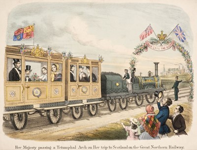 Lot 339 - Railways. Her Majesty passing a Triumphal Arch on Her trip to Scotland, circa 1850