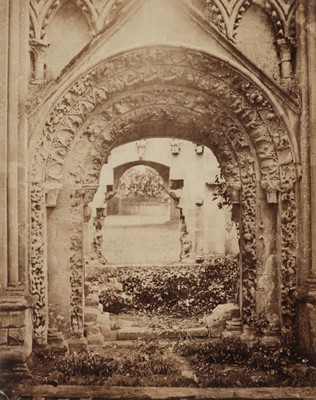 Lot 7 - English School. A large-format toned albumen print of church cloisters, 1850s
