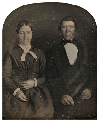 Lot 125 - Cased images. A sixth-plate daguerreotype of a middle-aged couple, c. 1850s