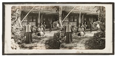 Lot 299 - Hong Kong Teahouse. A stereoglass diapositive, Hong Kong, 1850s