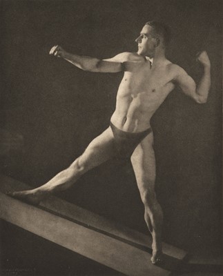 Lot 40 - Drtikol (Frantisek). A rare study of a male nude in athletic pose [Dr A. Wood Smith], 1930s