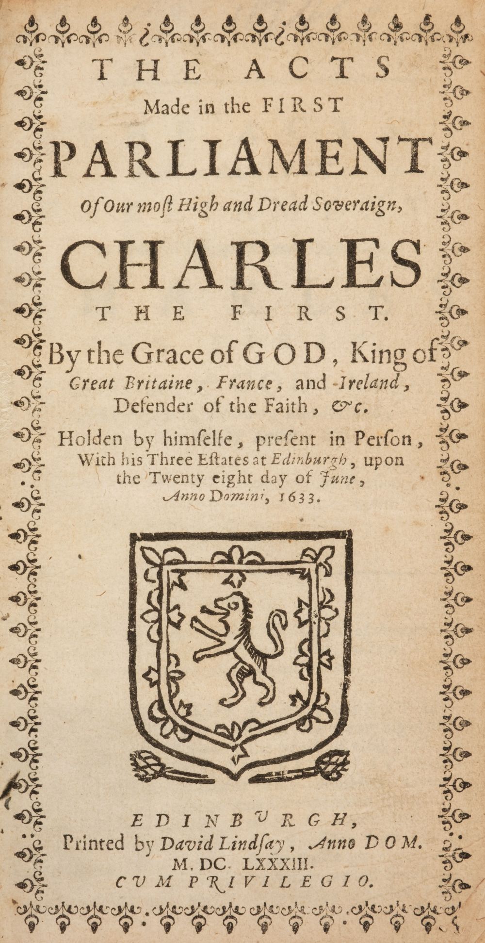 Lot 91 Scotland; Convention of Estates. Acts of