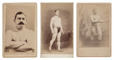 Lot 128 - Boxing. A group of 3 photographic cartes de visite of boxers, late 19th century