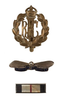 Lot 115 - WWI Royal Flying Corps. Silver-Mounted Service Ribbon Lapel Brooch, circa 1914-1918