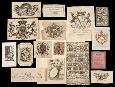 Lot 181 - Bookplates. A collection of approximately 45 bookplates, 16th-19th centuries