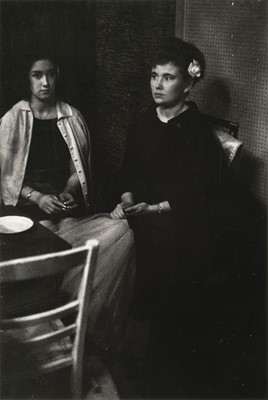 Lot 53 - Hurn (David, 1934-). Grainy portrait of two young women seated by a table,,, , c. 1970