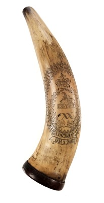 Lot 237 - Powder Horn. A 20th (East Devonshire) Foot powder horn c.1815