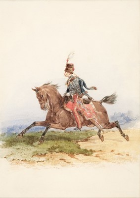 Lot 512 - Norie (Orlando, 1832 - 1901). Watercolour of 16th Lancers