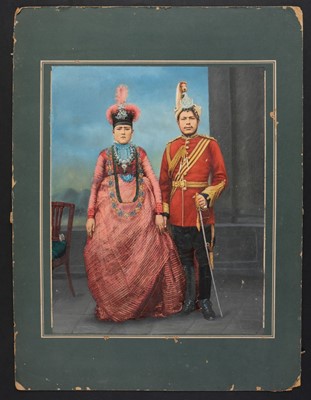 Lot 400 - Nepal. A group of 3 hand-coloured gelatin silver print portraits of Nepalese nobility