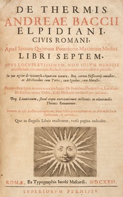 Lot 199 - Bacci (Andrea). De thermis libri septem, 3rd edition, 1622