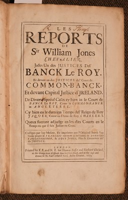 Lot 233 - Jones (William). Les Reports de Sir William Jones..., 1675