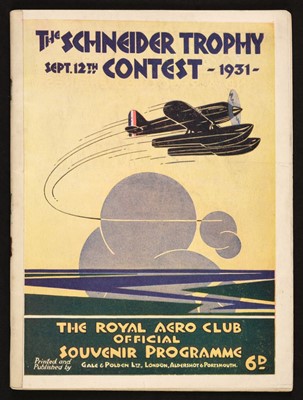 Lot 100 - Schneider Trophy. An official programme for 1931 and other aviation ephemera